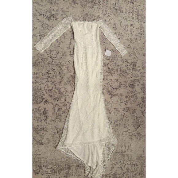 Lulus Beloved Promise White Lace Off-the-Shoulder Mermaid Maxi Dress Size Large - Picture 3 of 9